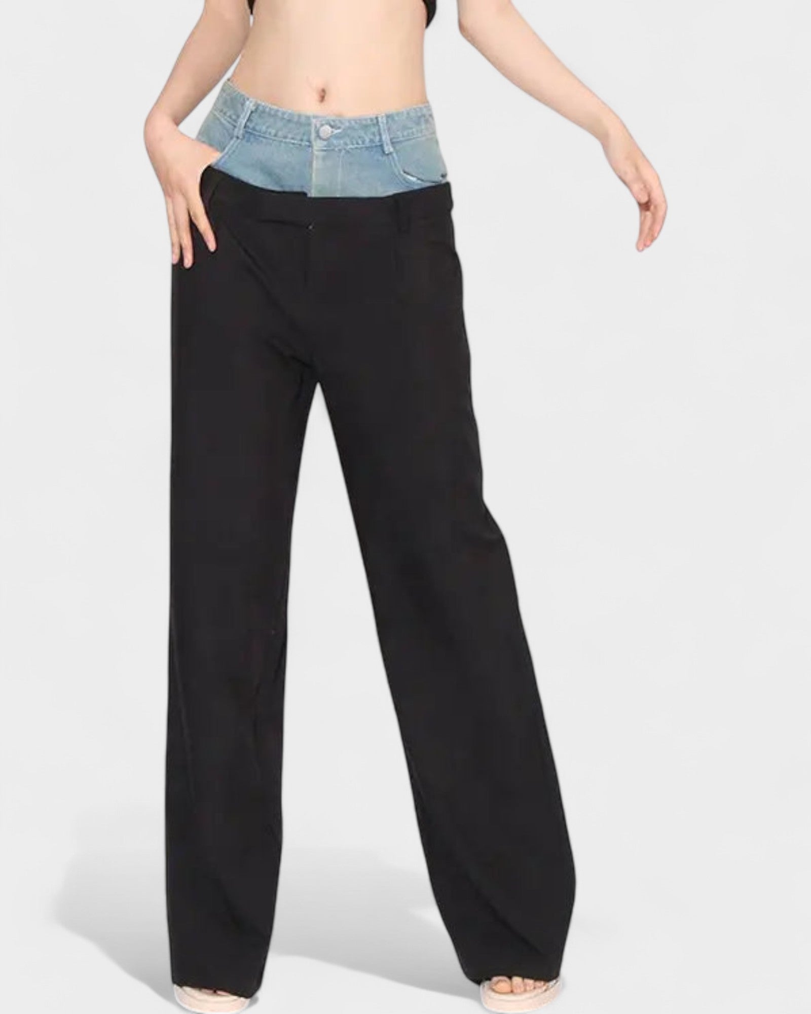 Retro Satin Denim Pants