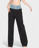 Retro Satin Denim Pants