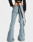 Cargo Flared Denim Pants