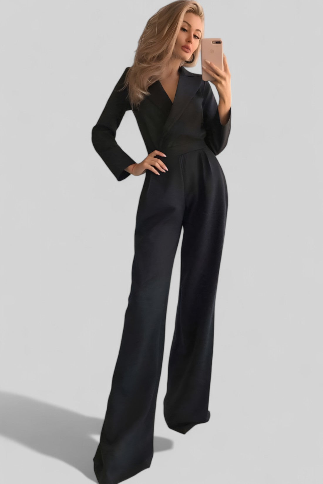 Long-Sleeved Slim-Fit Jumpsuit