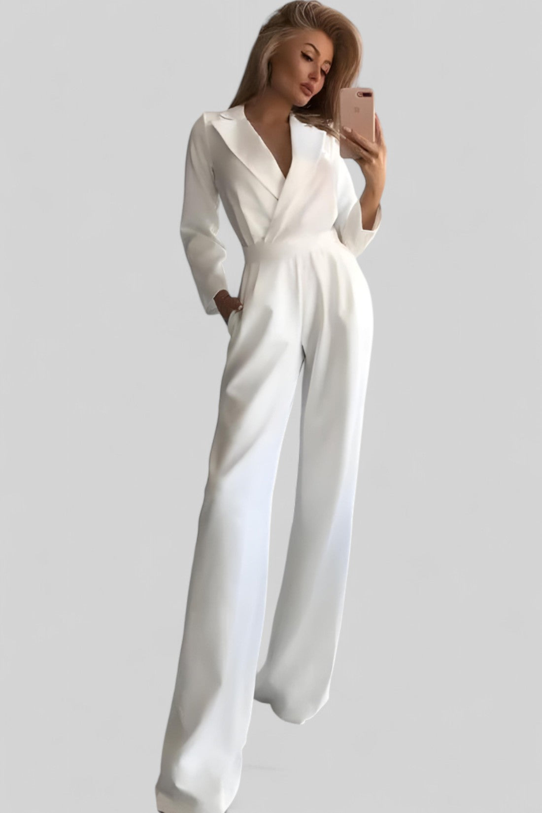 Long-Sleeved Slim-Fit Jumpsuit