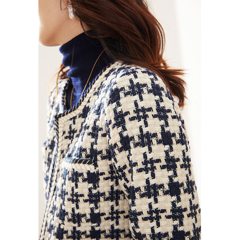 Navy Blue Houndstooth Fragrance Jacket