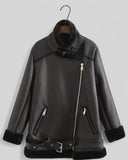 Trendy Belted Leather Jacket