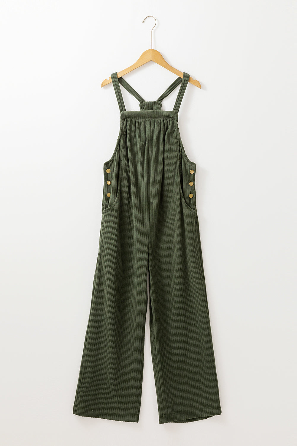 Gray Morn Solid Pocketed Loose Fit Corduroy Overall