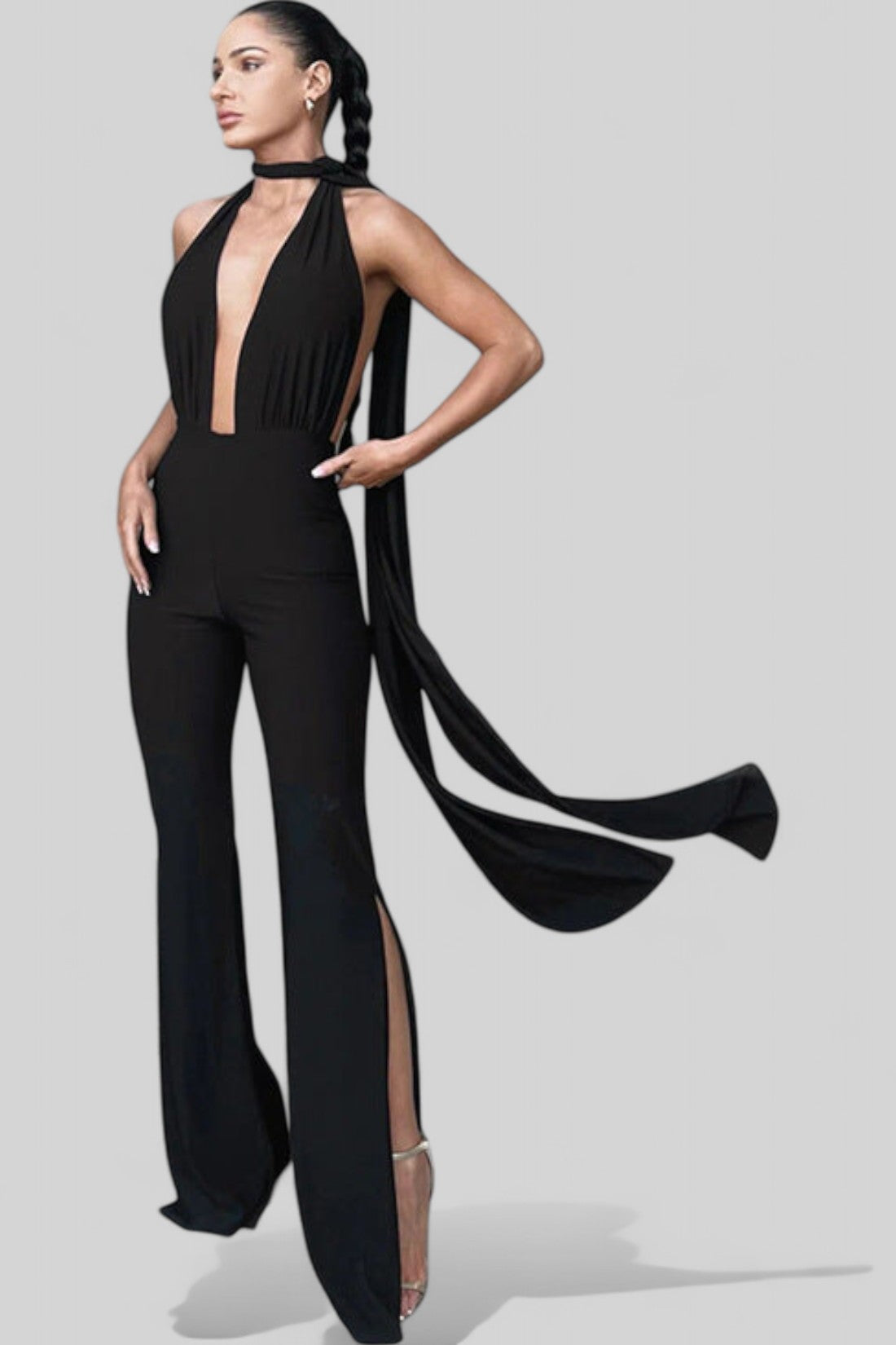 Halter Cut-Out Slim Jumpsuit