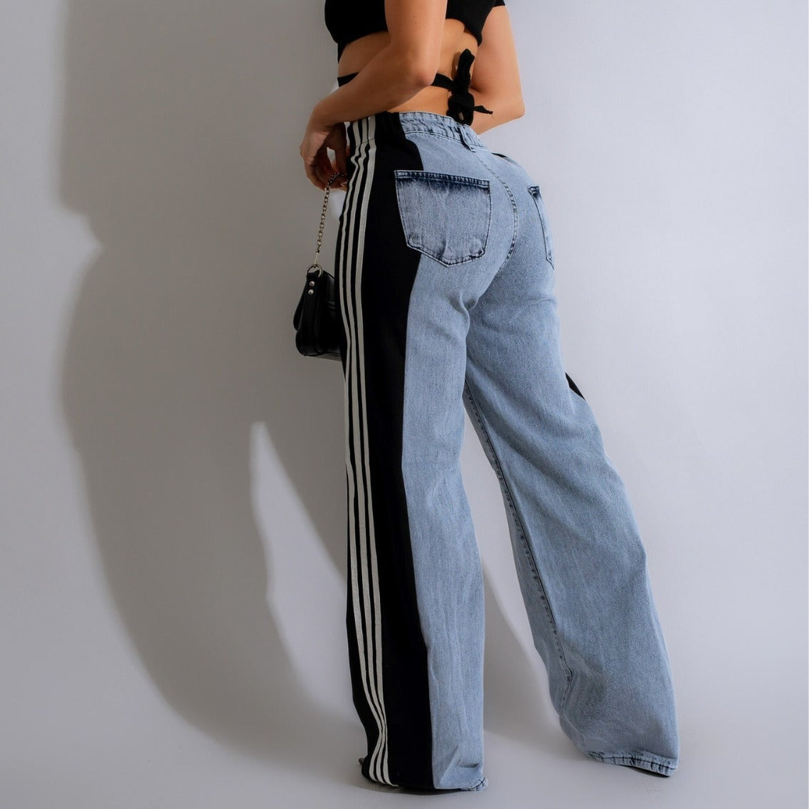 High-Waist Straight Leg Denim Trousers