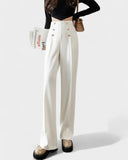 Vintage Double-Breasted Wide-Leg Pants