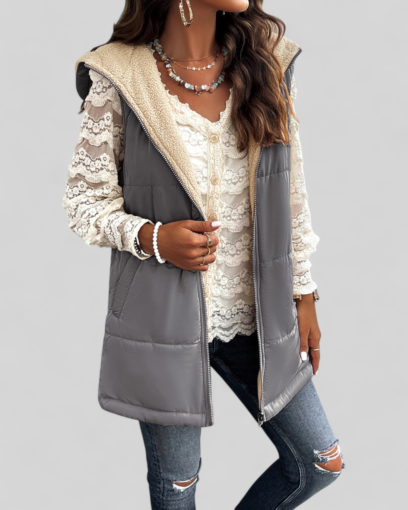 Hooded Padded Vest with Pockets