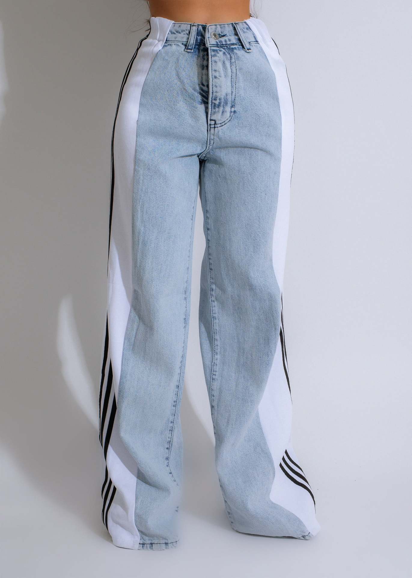 High-Waist Straight Leg Denim Trousers