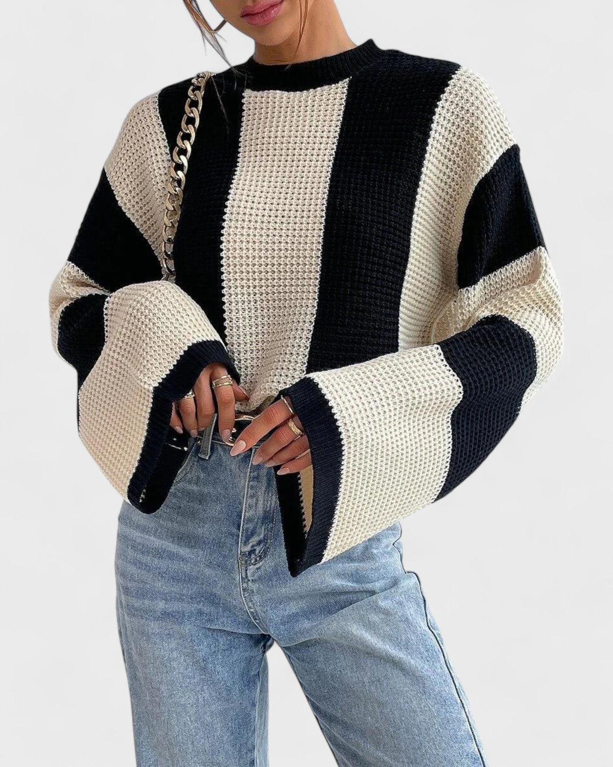 Bold Stripe Bell Sleeve Sweater