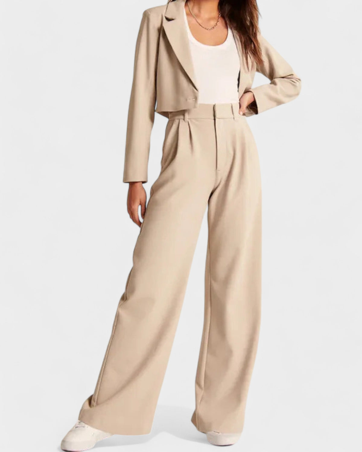 High-Waist Wide-Leg Trousers with Pockets