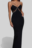 Backless Crystal Chain Evening Gown